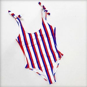 NO BOUNDARIES Patriotic striped high leg swimsuit -XL